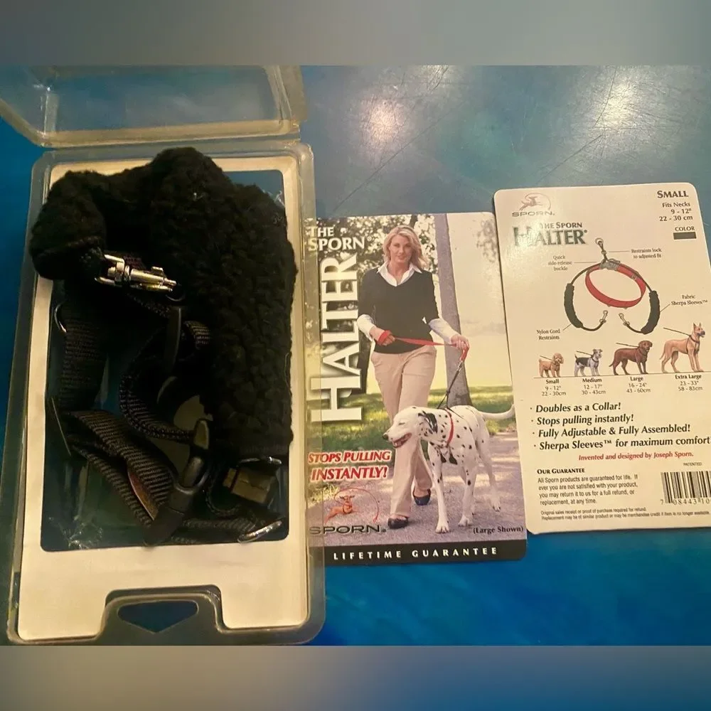 New Sporn Original Training Halter, No Pull Harness / Collar for Small Dog Black